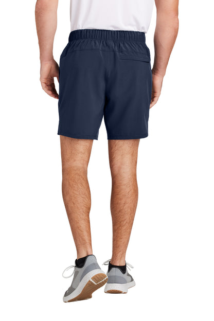 Rear View of TrueNavy Sport-Tek Repeat 7" Short ST485 plain