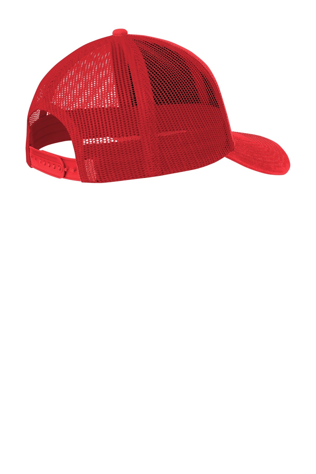 Rear View of TrueRed Port Authority Snapback Trucker Cap. C402 plain