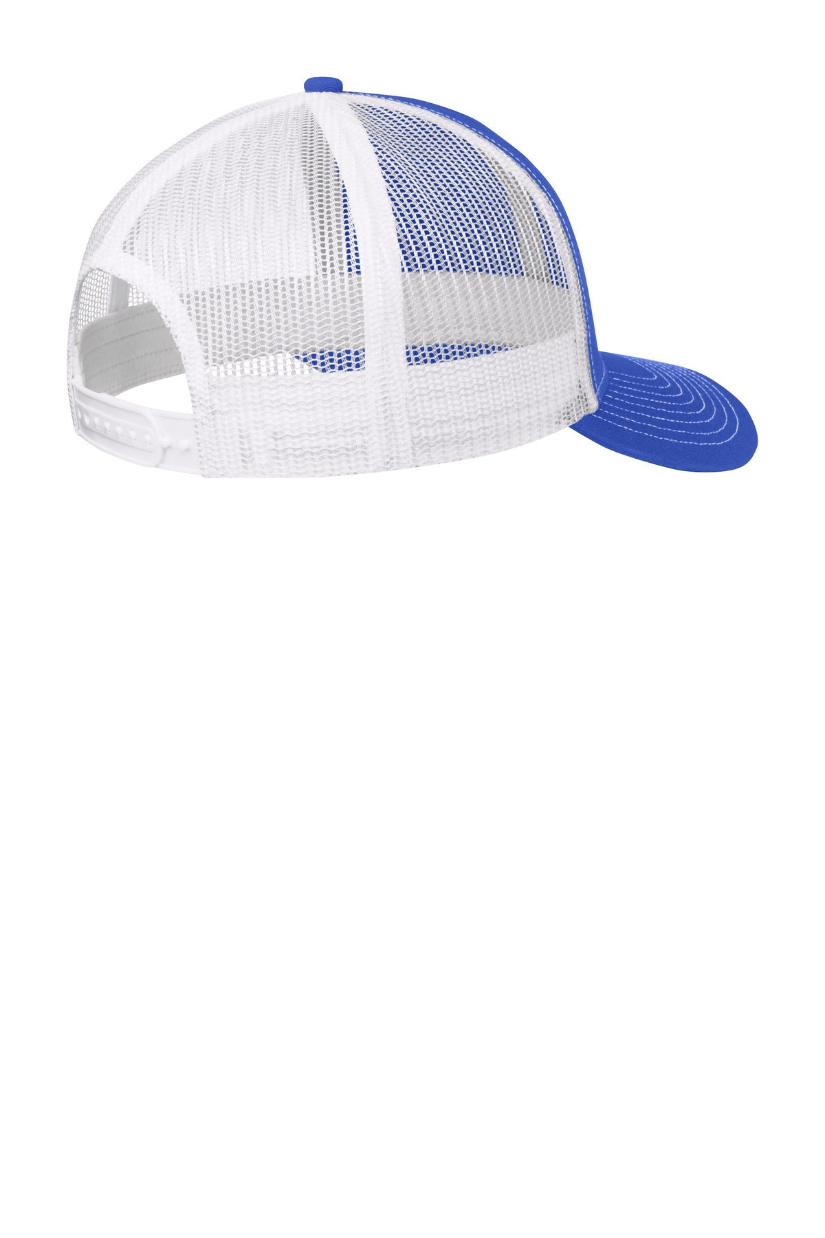 Rear View of TRy/White Port Authority Snapback Trucker Cap. C402 plain