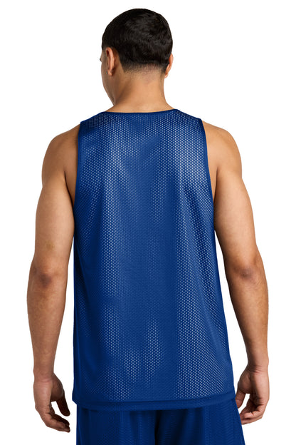 Rear View of TRy/White Sport-Tek PosiCharge Reversible Mesh Tank ST5000 plain