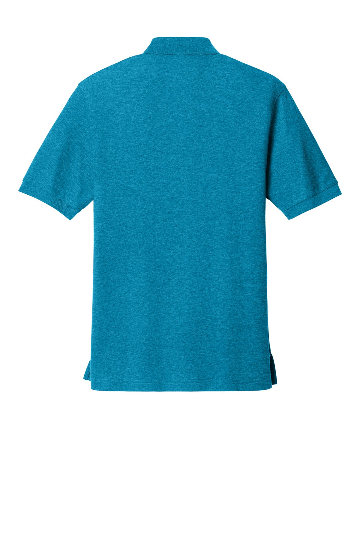 Rear View of Turquoise Port Authority Silk Touch Polo K500 plain