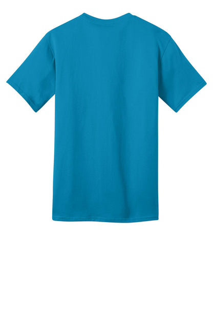 Rear View of Turquoise Port & Co Ring Spun Cotton Tee. PC150 plain