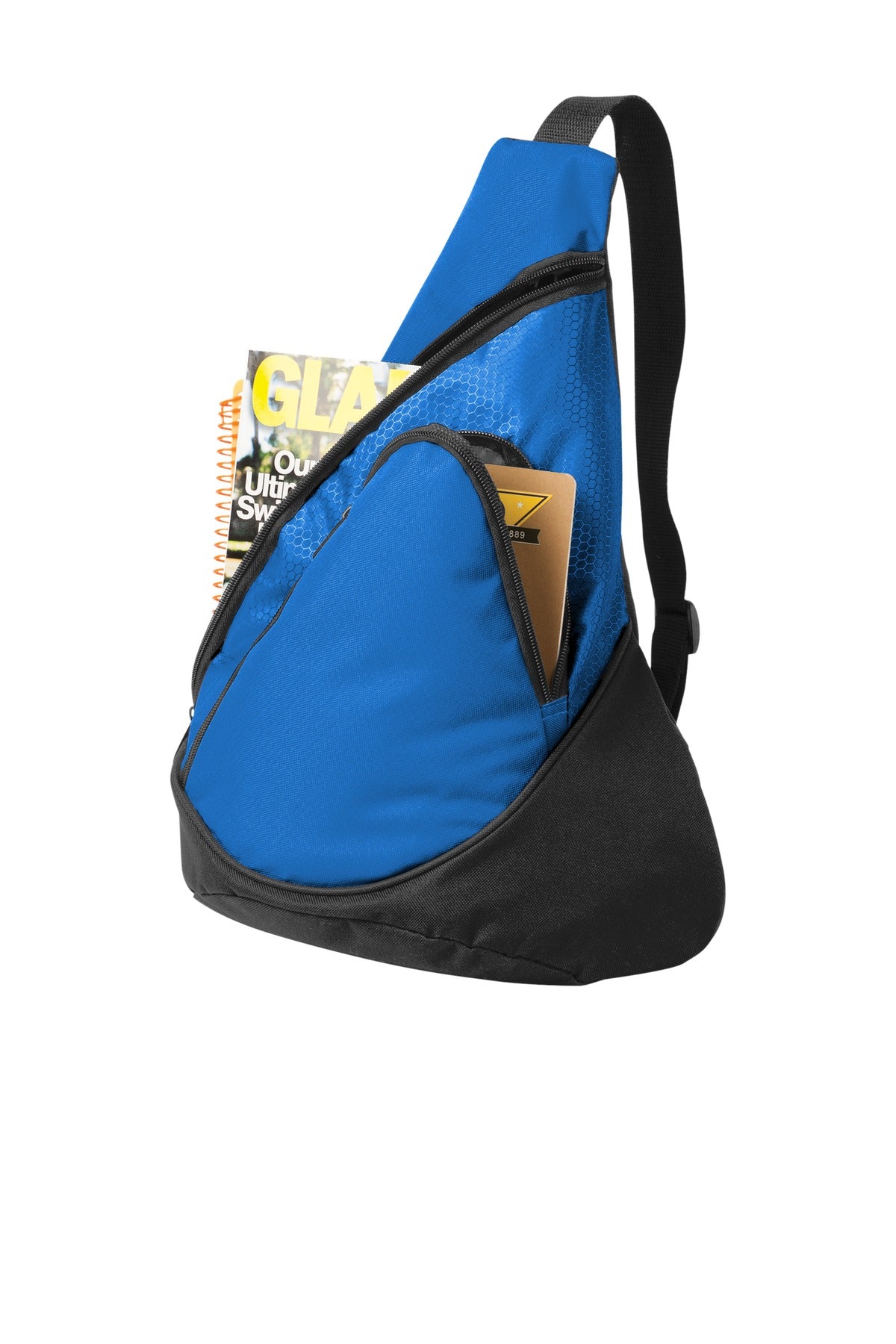 Rear View of Twilight Blue Port Authority - Honeycomb Sling Pack. BG1010 plain