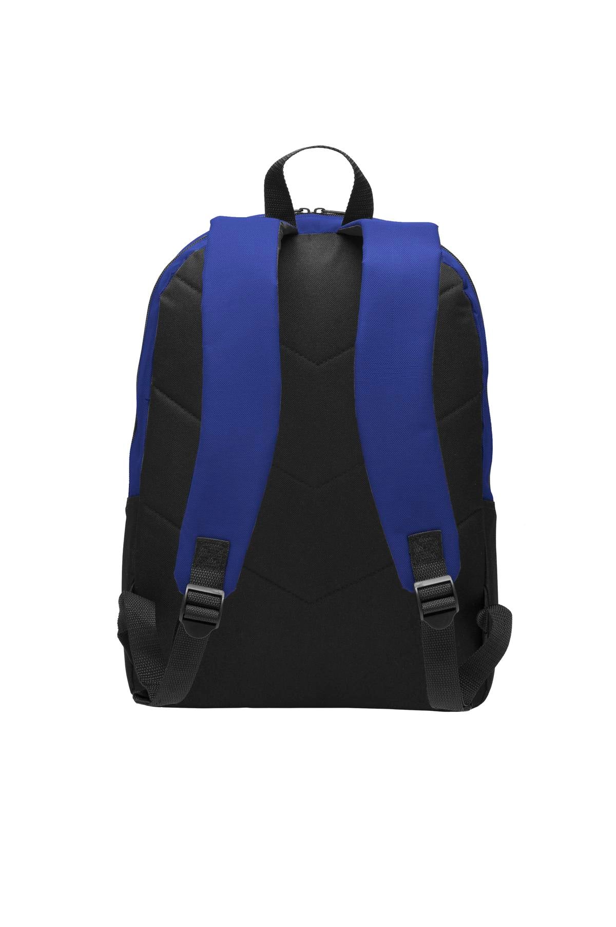 Rear View of Twilight Blue Port Authority Value Backpack. BG203 plain