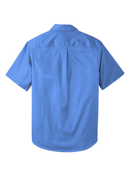 Rear View of UltramrnBl Port Authority Short Sleeve SuperPro React Twill Shirt. W809 plain