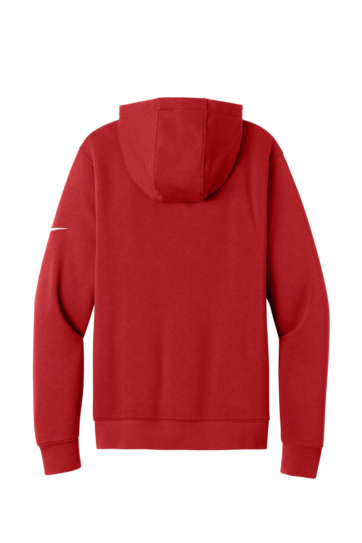 Rear View of UniRed Nike Club Fleece Sleeve Swoosh Pullover Hoodie NKDR1499 plain