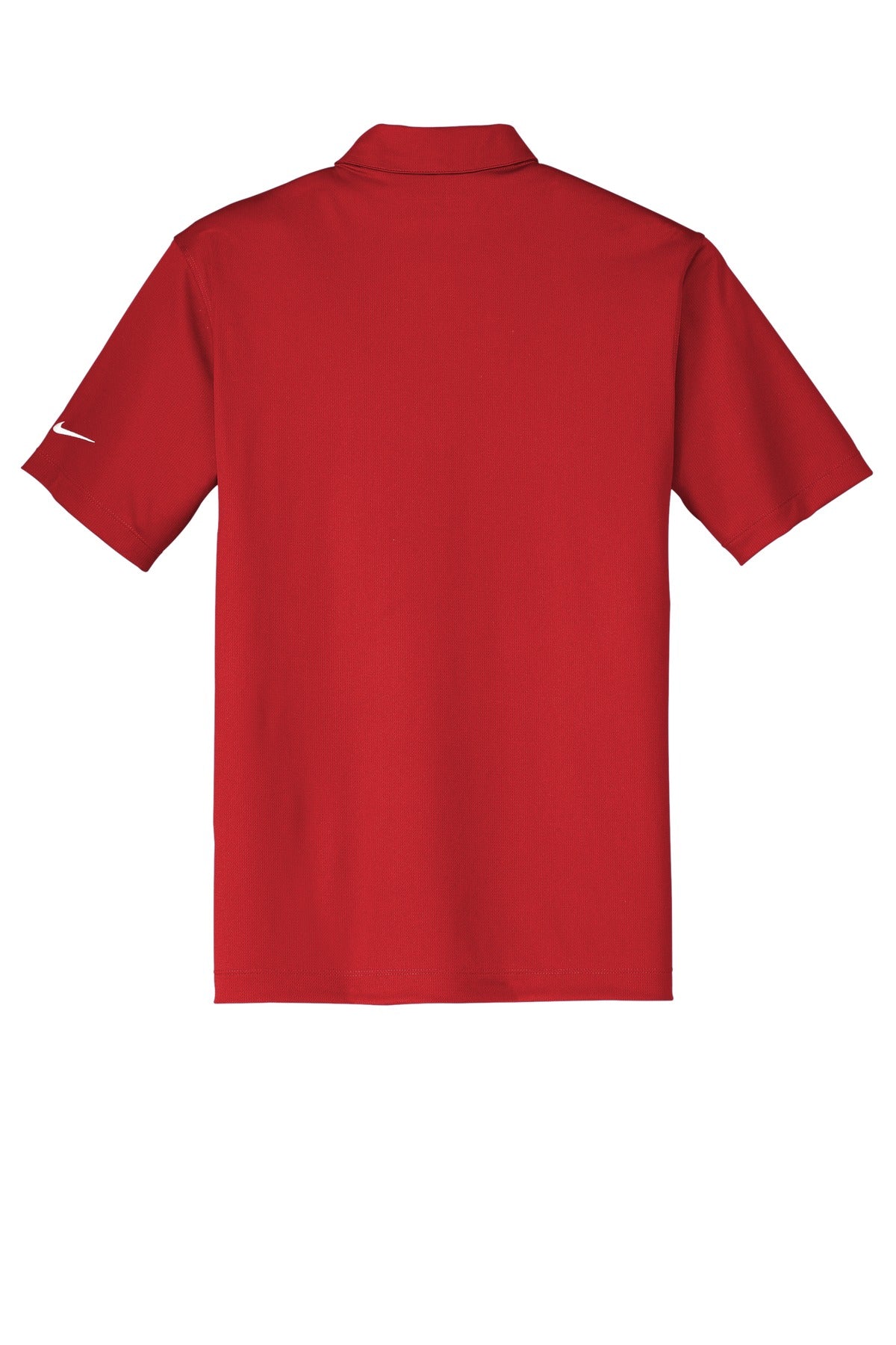 Rear View of University Red Nike Dri-FIT Vertical Mesh Polo. 637167 plain