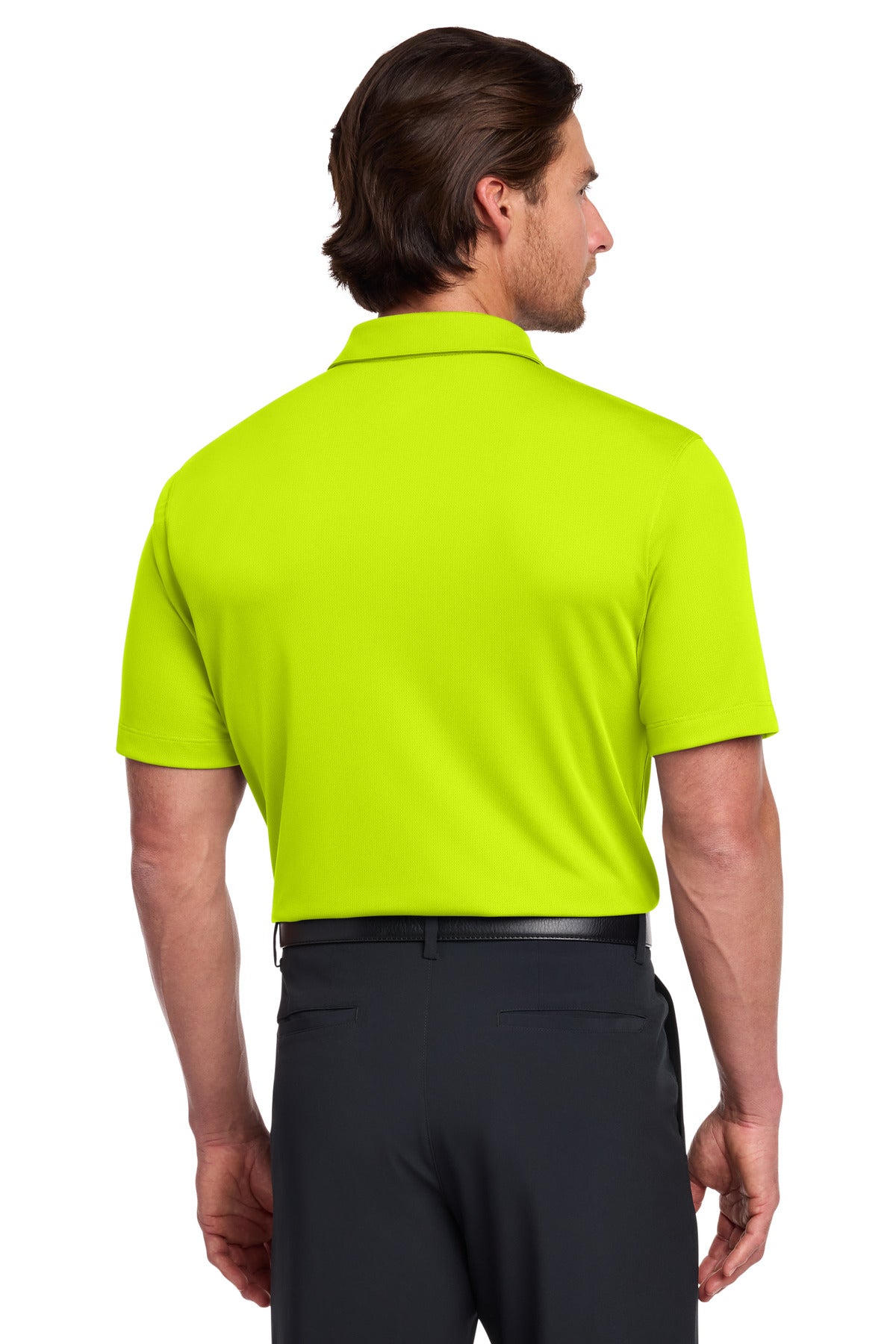 Rear View of Volt Nike Dri-FIT Vertical Mesh Polo. 637167 plain