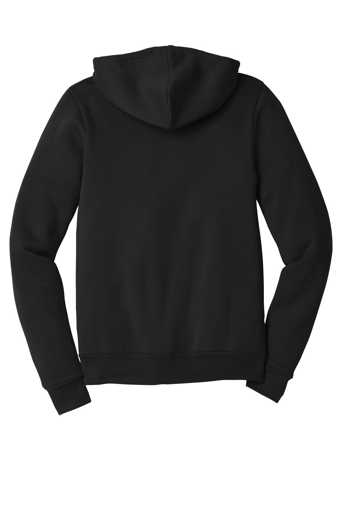 Rear View of VtgBlack BELLA+CANVAS Unisex Sponge Fleece Full-Zip Hoodie. BC3739 plain