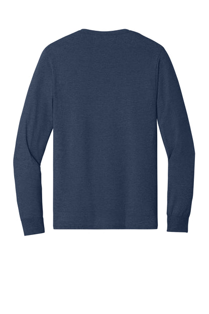 Rear View of VtgHtrNavy Jerzees - Dri-Power 50/50 Cotton/Poly Long Sleeve T-Shirt. 29LS plain