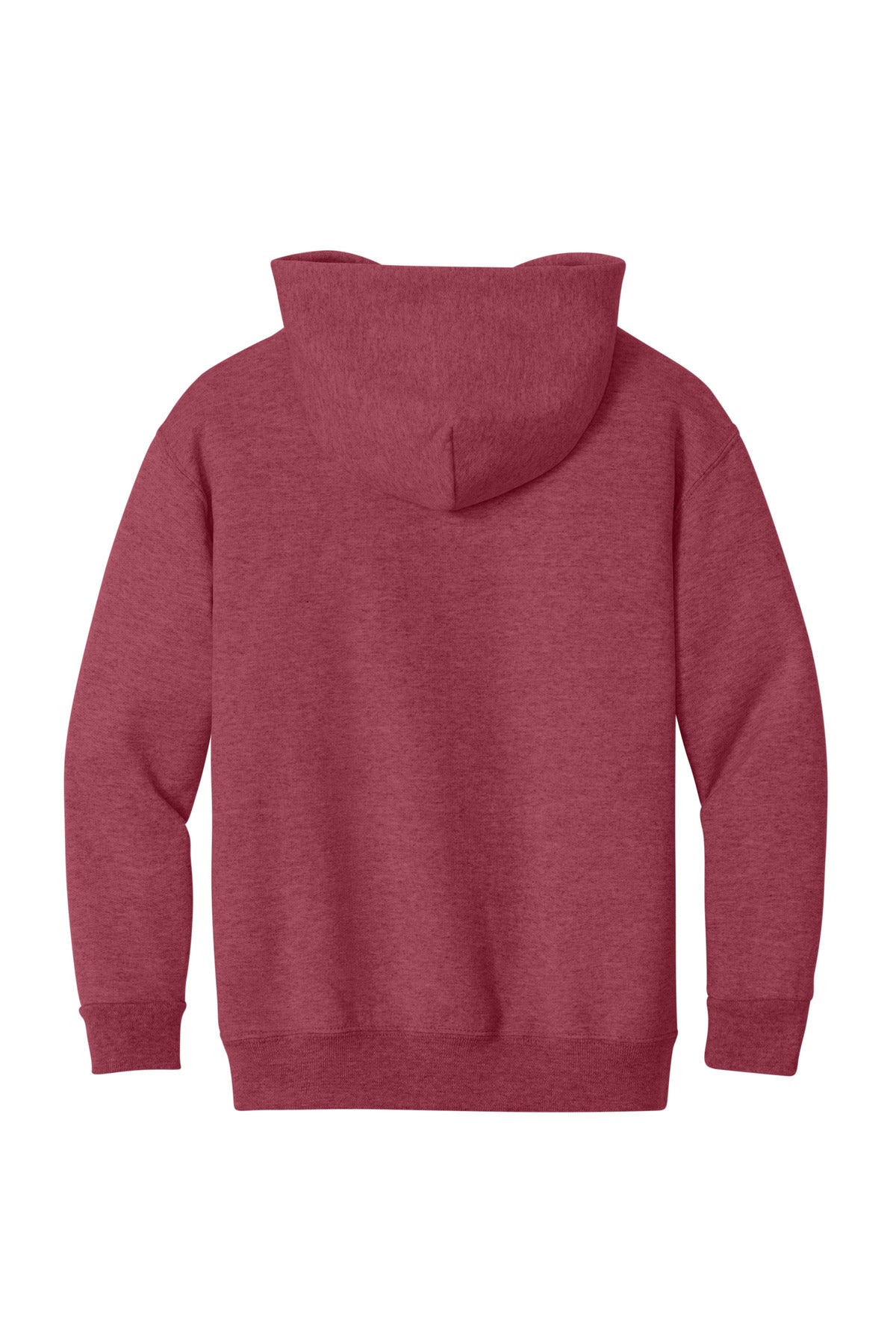 Rear View of VtgHtrRed Jerzees - Youth NuBlend Pullover Hooded Sweatshirt. 996Y plain