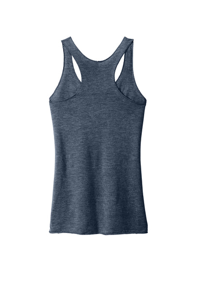 Rear View of VtgNavy Next Level Apparel Women's Tri-Blend Racerback Tank. NL6733 plain