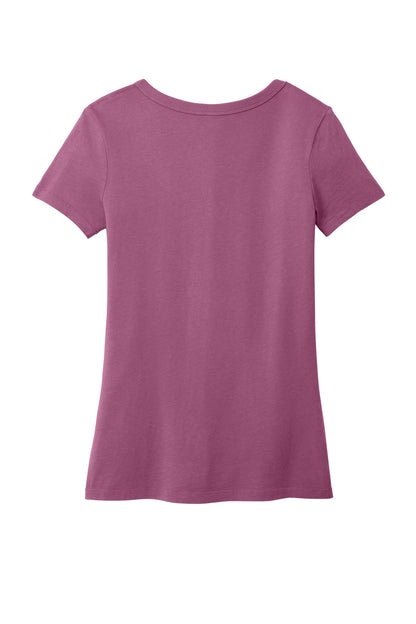 Rear View of VtgRaspbry Port & Co Women's Beach Wash Garment-Dyed V-Neck Tee LPC099V plain