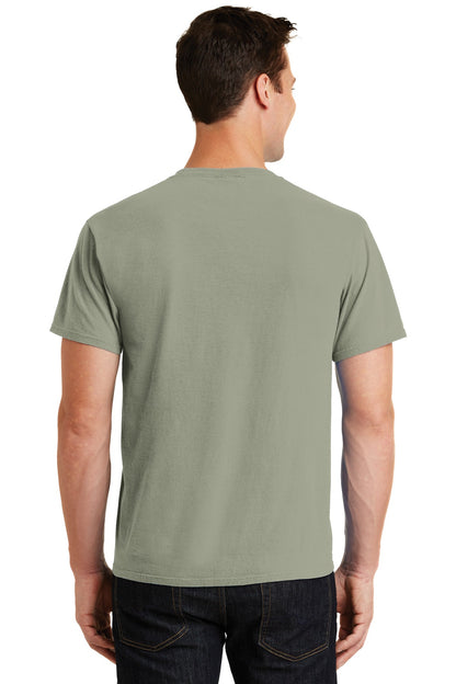 Rear View of Walnut Port & Co Beach Wash Garment-Dyed Tee. PC099 plain