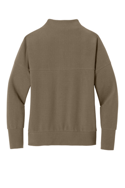 Rear View of WarmTaupe Mercer+Mettle Women's Linear Texture 1/4-Zip MM3041 plain