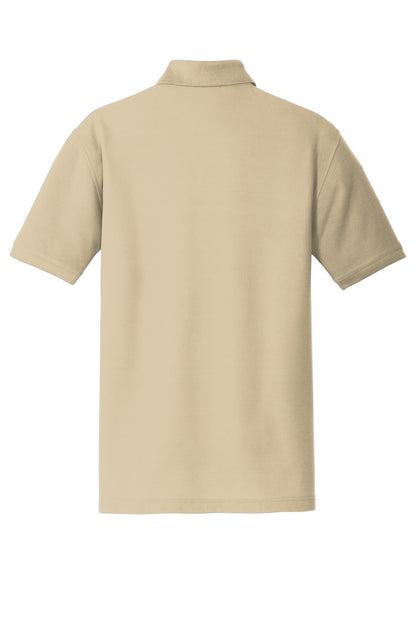 Rear View of Wheat Port Authority Core Classic Pique Polo. K100 plain