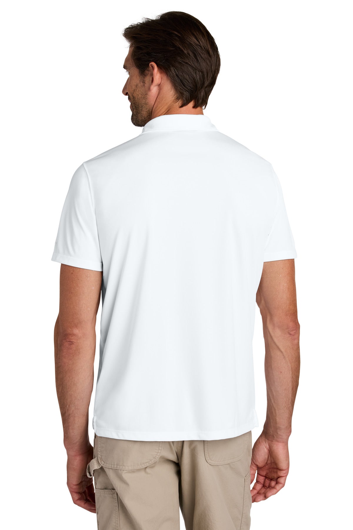 Rear View of White Carhartt Force Sun Defender Polo CT106899 plain
