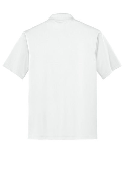 Rear View of White CornerStone Micropique Gripper Polo. CS421 plain