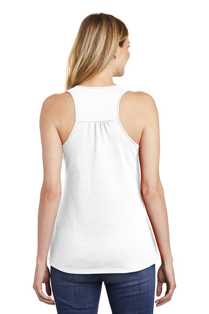 Rear View of White District Women's V.I.T. Racerback Tank DT6302 plain