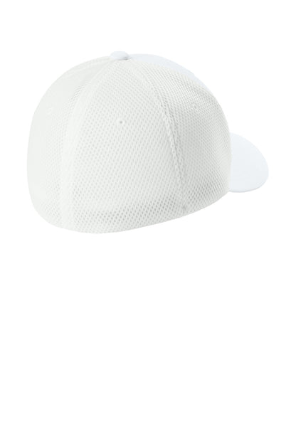 Rear View of White Flexfit Ultrafiber Airmesh Cap FF6533 plain