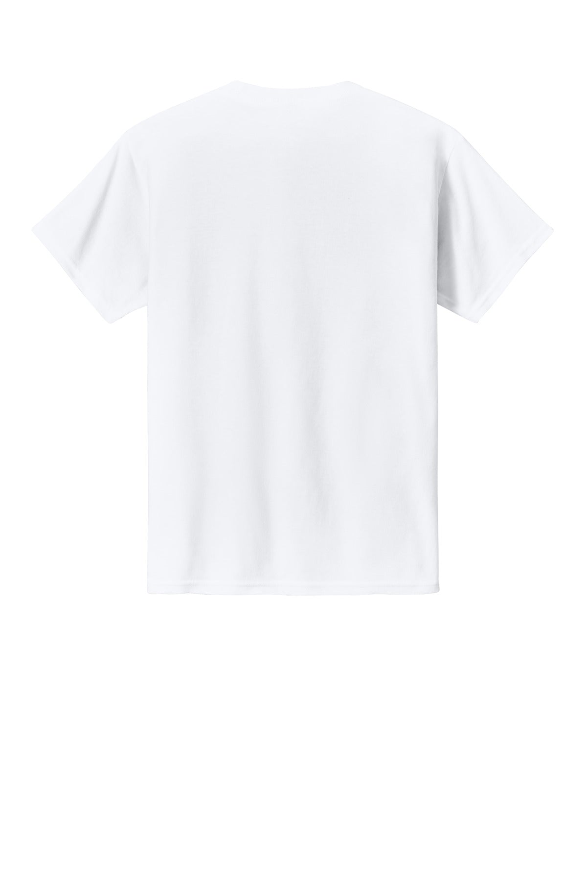Rear View of White Gildan Youth Light Cotton Tee 3000B plain