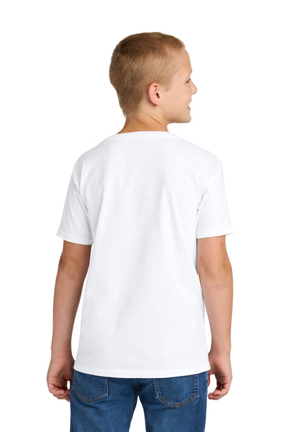 Rear View of White Jerzees Classics Youth Cotton T-Shirt 363Y plain