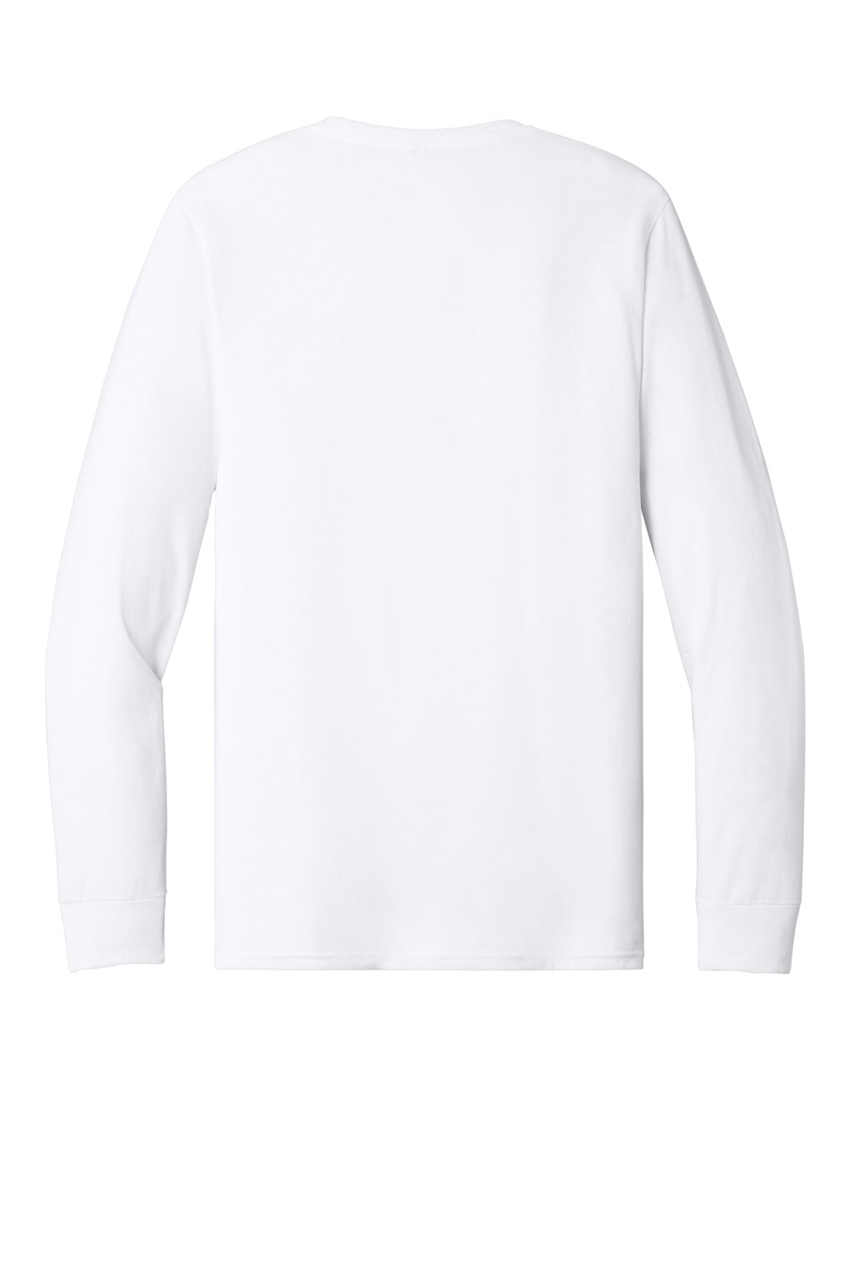 Rear View of White Jerzees - Dri-Power 50/50 Cotton/Poly Long Sleeve T-Shirt. 29LS plain