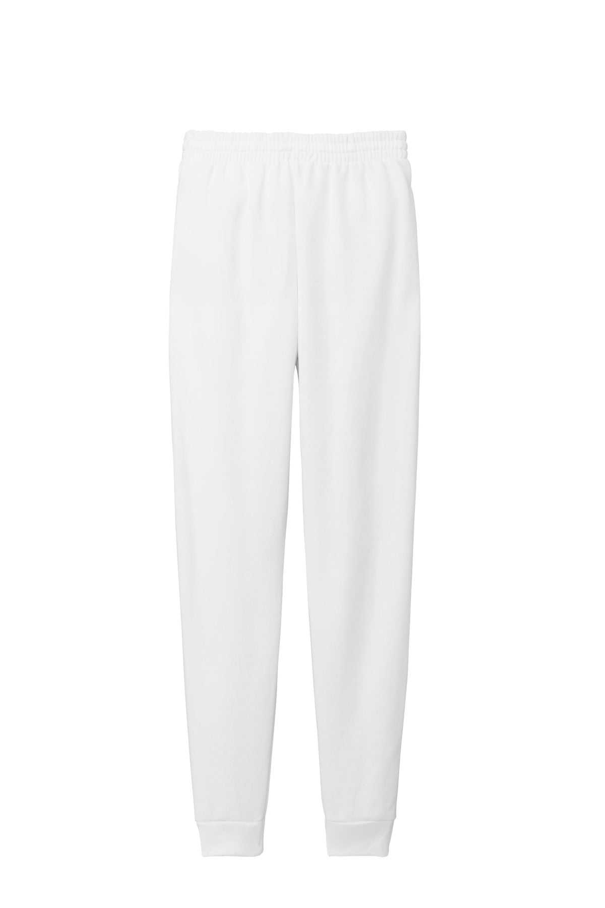 Rear View of White Jerzees NuBlend Fleece Jogger 975MP plain