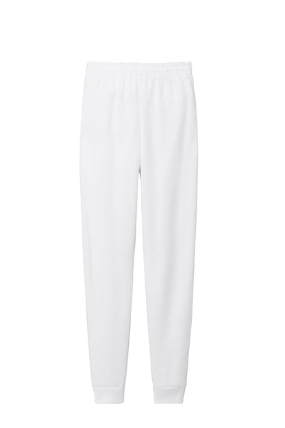 Rear View of White Jerzees NuBlend Fleece Jogger 975MP plain