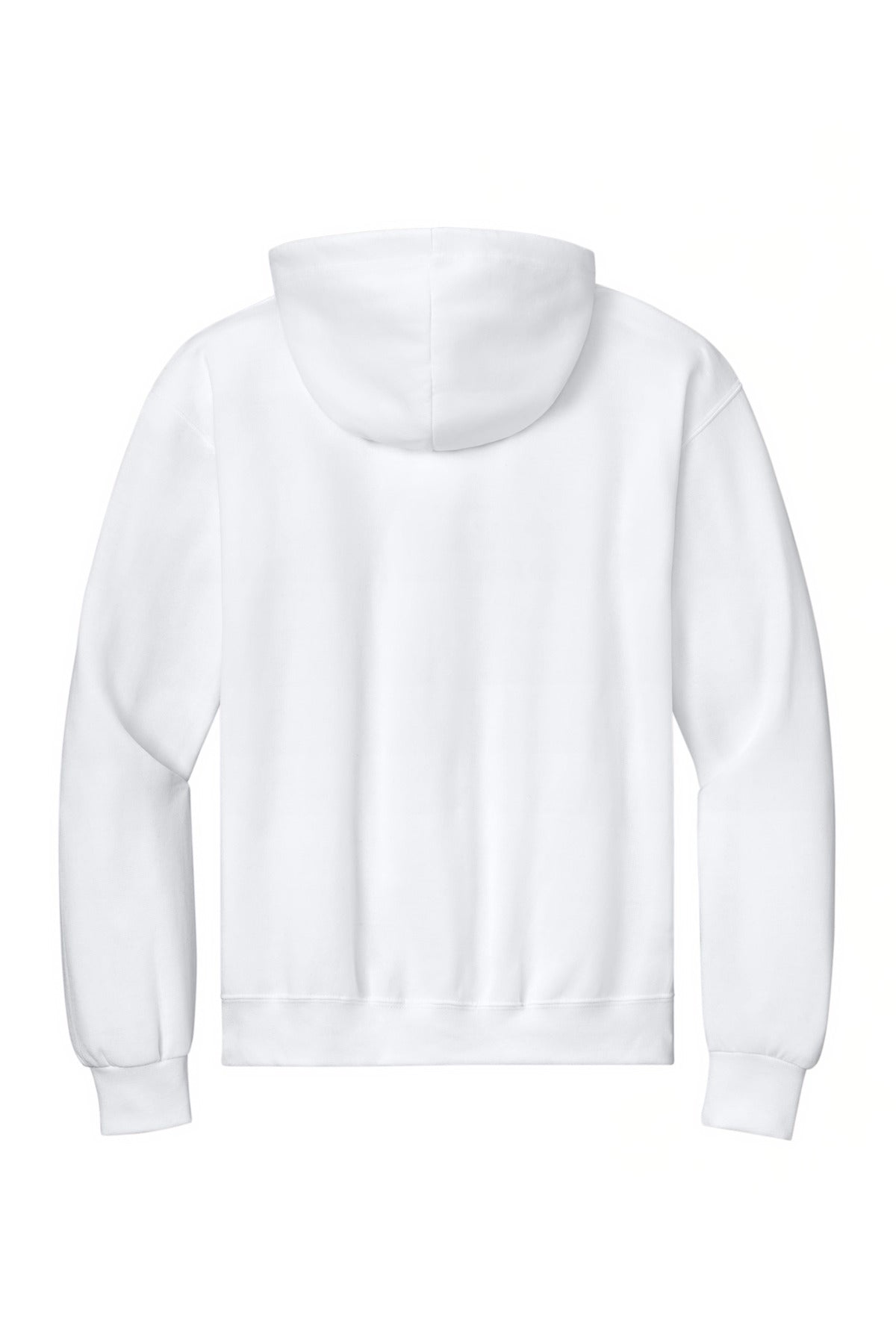 Rear View of White Jerzees - NuBlend Full-Zip Hooded Sweatshirt. 993M plain