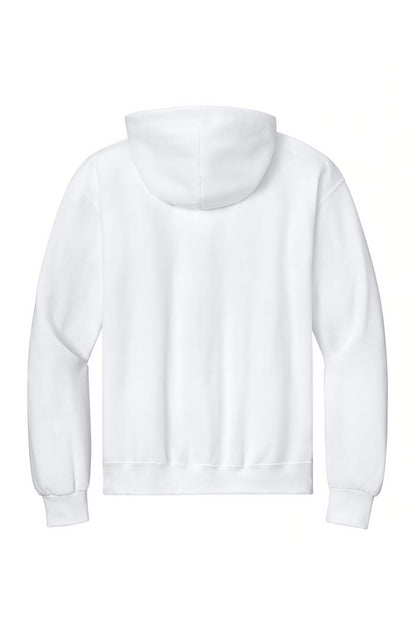 Rear View of White Jerzees - NuBlend Full-Zip Hooded Sweatshirt. 993M plain