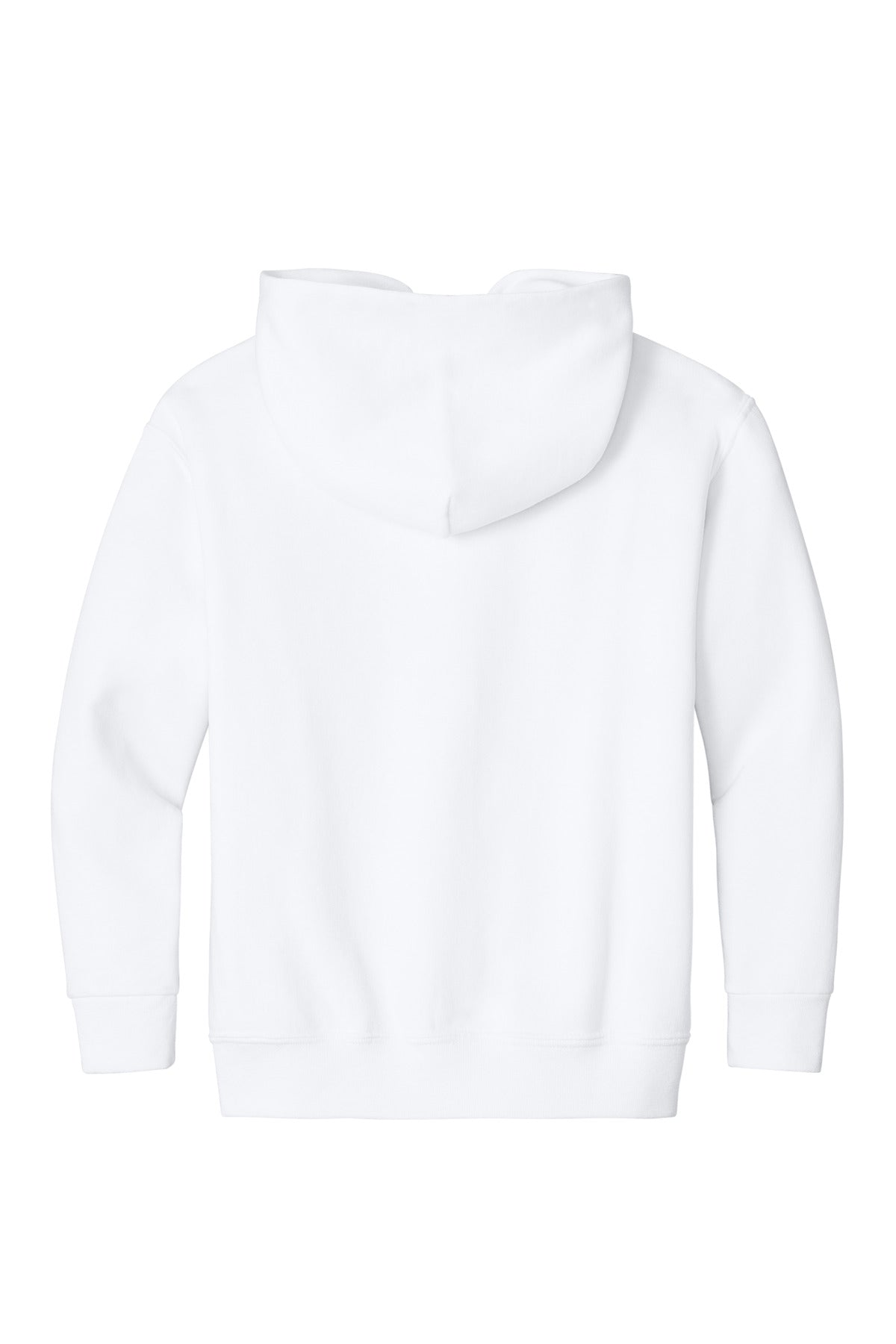 Rear View of White Jerzees - Youth NuBlend Pullover Hooded Sweatshirt. 996Y plain