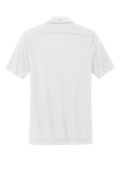Rear View of White Mercer+Mettle Stretch Pique Full-Button Polo MM1006 plain