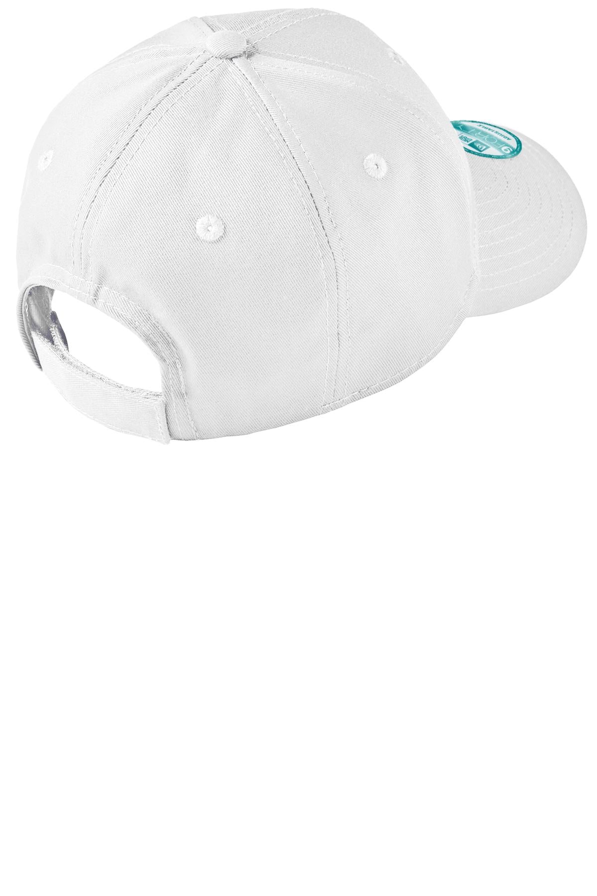 Rear View of White New Era - Adjustable Structured Cap. NE200 plain
