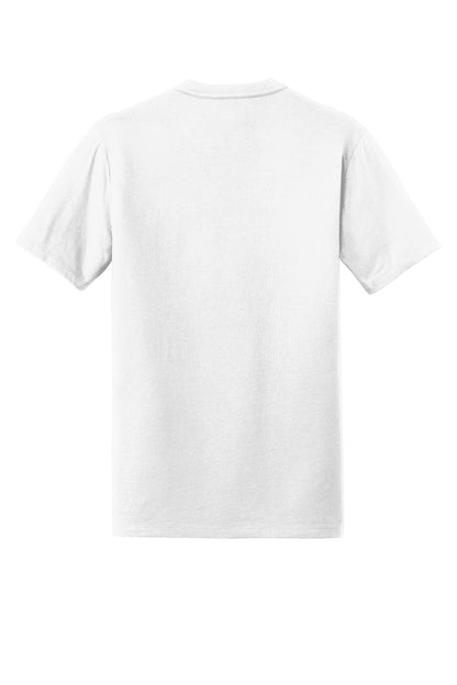 Rear View of White New Era Heritage Blend Crew Tee. NEA100 plain