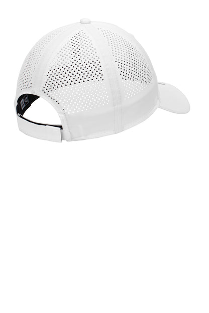 Rear View of White New Era Perforated Performance Cap. NE406 plain
