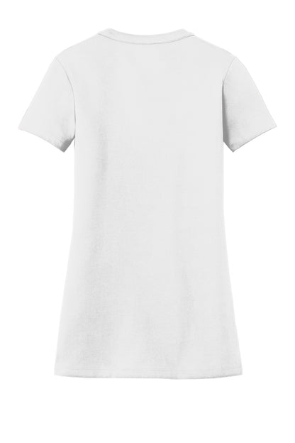 Rear View of White New Era Women's Heritage Blend V-Neck Tee. LNEA101 plain