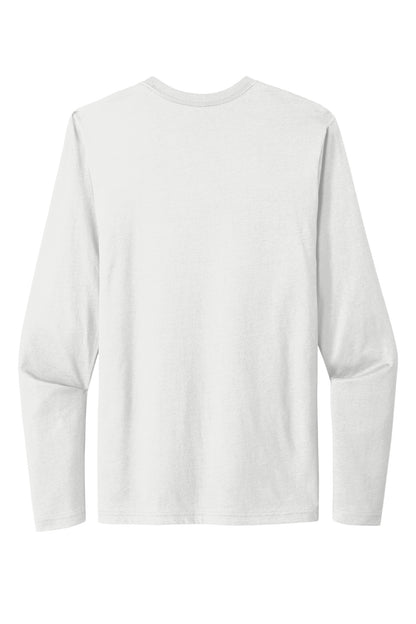 Rear View of White Next Level Apparel Cotton Long Sleeve Tee. NL3601 plain