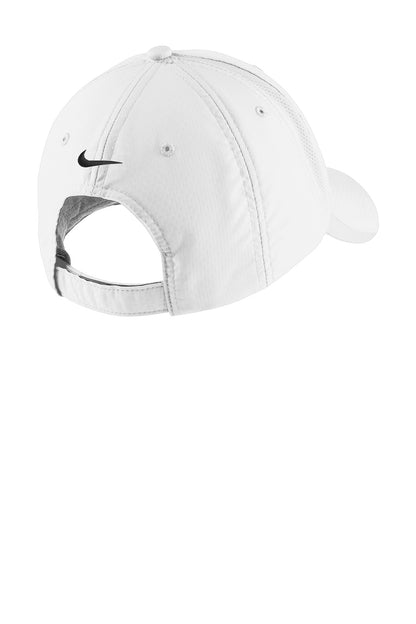 Rear View of White Nike Sphere Performance Cap NKFD9709 plain