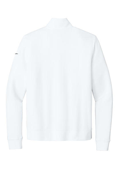 Rear View of White Nike Women's Club Fleece Sleeve Swoosh 1/2-Zip NKDX6720 plain