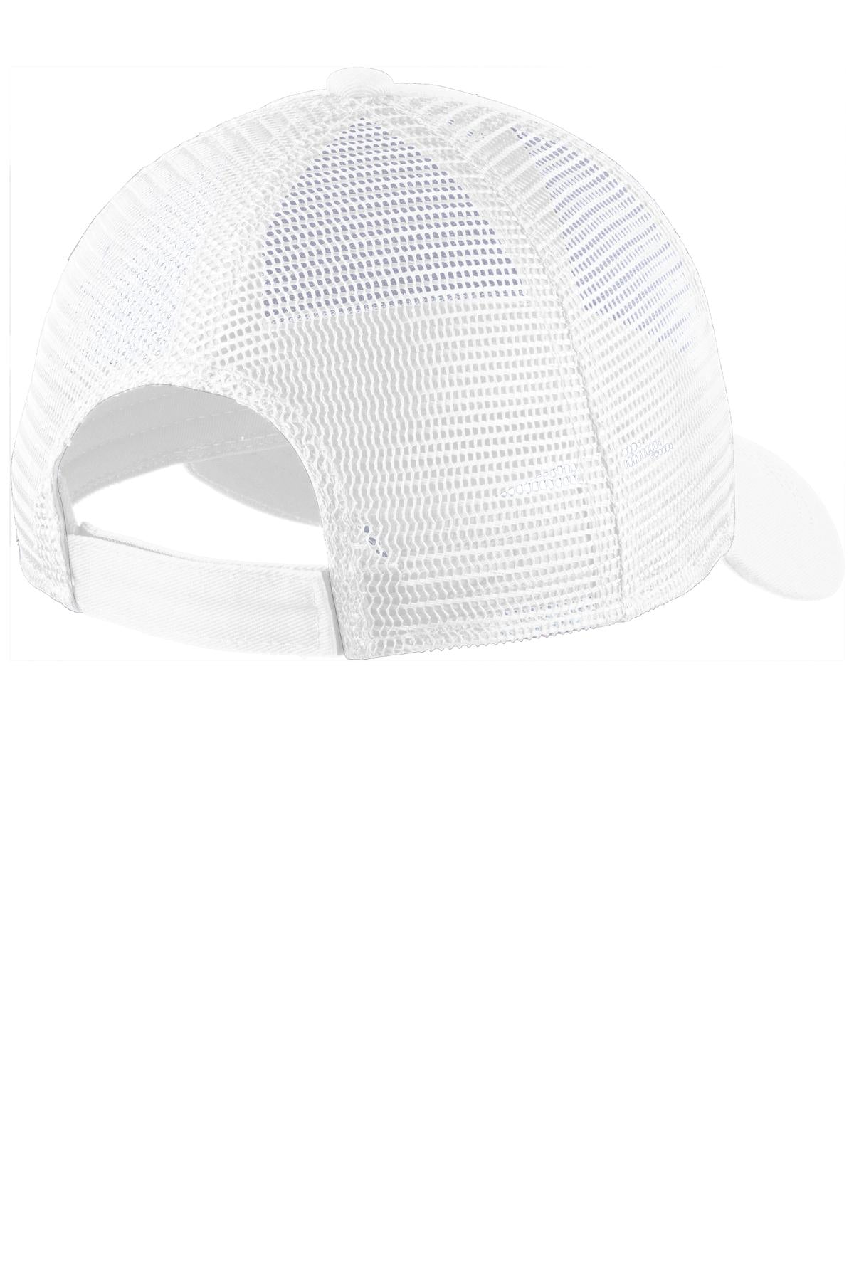 Rear View of White Port Authority Adjustable Mesh Back Cap. C911 plain