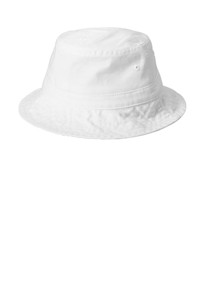 Rear View of White Port Authority Bucket Hat. PWSH2 plain