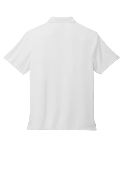 Rear View of White Port Authority City Stretch Flat Knit Polo K683 plain