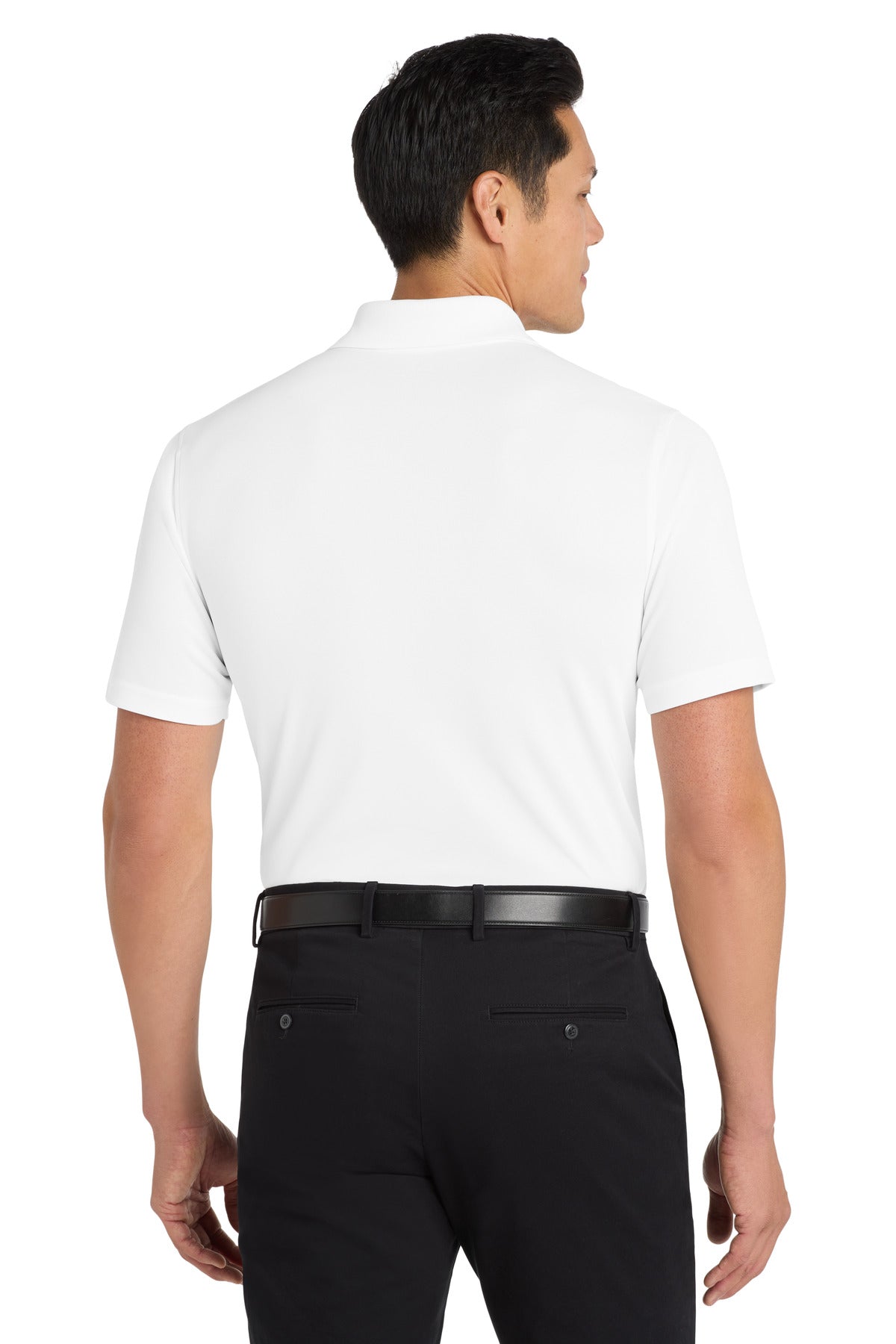 Rear View of White Port Authority Dry Zone UV Micro-Mesh Polo. K110 plain