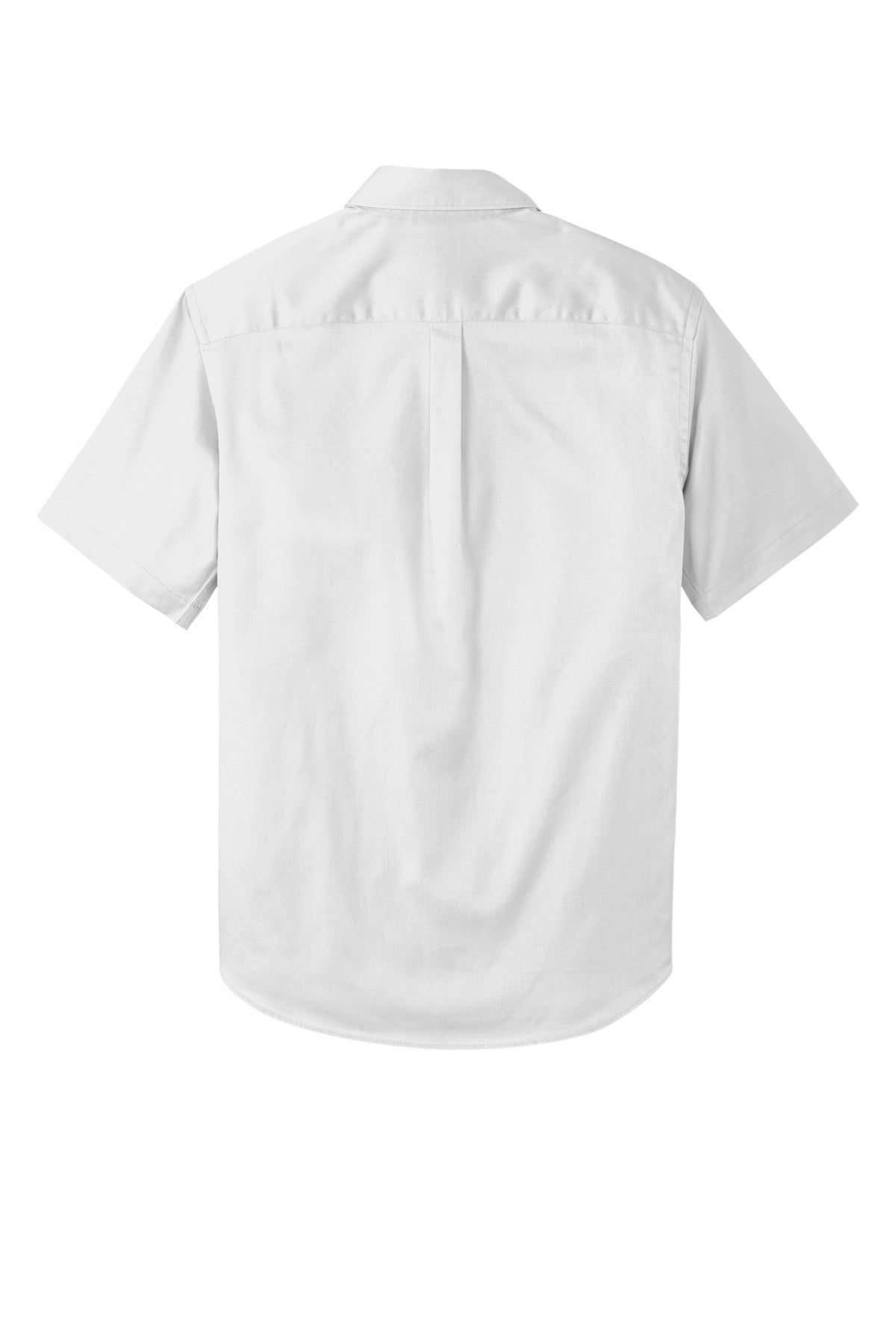 Rear View of White Port Authority Short Sleeve SuperPro React Twill Shirt. W809 plain