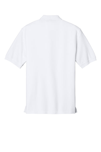 Rear View of White Port Authority Silk Touch Polo K500 plain