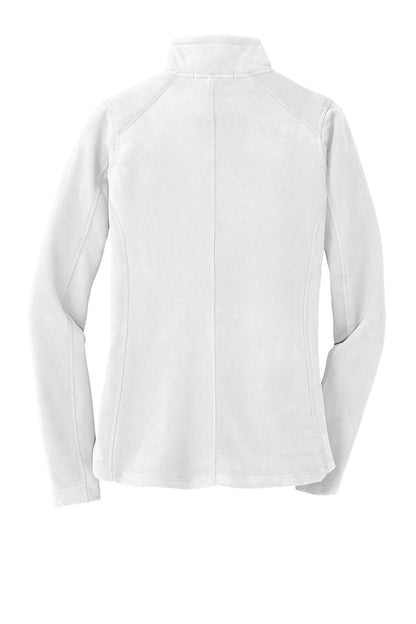 Rear View of White Port Authority Women's Microfleece Jacket. L223 plain