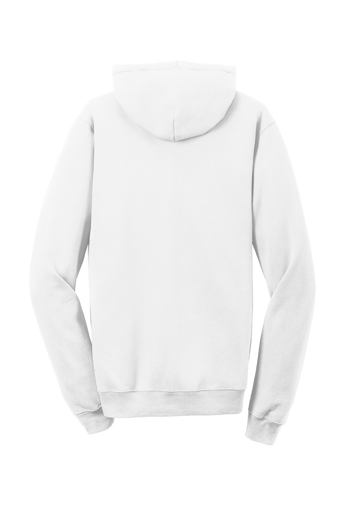 Rear View of White Port & Co Beach Wash Garment-Dyed Pullover Hooded Sweatshirt. PC098H plain