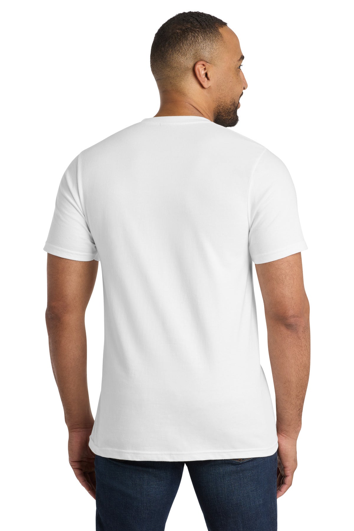 Rear View of White Port & Co Bouncer Tee PC600 plain