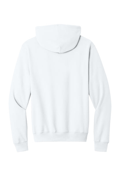 Rear View of White Port & Co Core Fleece Pullover Hooded Sweatshirt. PC78H plain